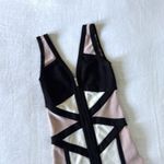 Bebe  Bandage Dress Small Pink Black Y2k Club Stretch Sleeveless Bodycon Photo 4