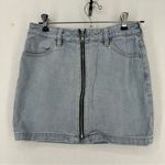 Kendall + Kylie  Light Wash Denim Zipper Mini Skirt Womens 24 Blue Photo 0