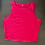 Hot Pink Amazon Ribbed High Neck Cropped Tank Top Photo 0