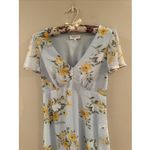 Gilli Floral Babydoll Dress Size Small Light Blue Yellow Short Sleeve Coastal Photo 1