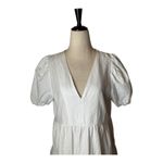 ZARA  Dress‎ Women Small White Linen Blend Short Puff Sleeve Babydoll Preppy Photo 3