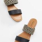 Maurice's Chelsea Black Striped Weave Strap Sandals Photo 0