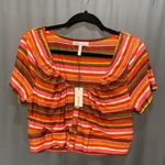 BCBGMAXAZRIA BCBGeneration vibrant stripes scoop neck crop soft jersey knit large  (b4) Photo 6
