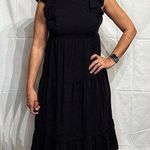 Old Navy  Black Flutter-Sleeve Tiered Smocked Midi Dress Sz S Photo 0