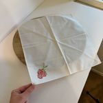 Vintage White Handmade Embroidered Strawberry Fruit Neck Tie Bandana Photo 3