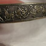 None Vintage Chinese Zodiac Bangle Bracelet Sterling Silver 925 Etched Design Photo 4