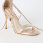 Lulus  Aimee Champagne Metallic Lace-Up Heels
Gold Glam Black Tie NYE shoes Photo 3