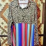 Southern Stitch Leopard Serape Block Color Long Sleeve Top Woman’s Plus Size 3X Photo 1
