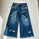 REWASH  Women’s Wide Leg Fringe Pockets/Distress /Raw Hem Zipper Front Size 3/26 Photo 0