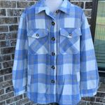 Members Mark Shirt Jacket Blue Plaid Wool Acrylic Oversized Small NWT Sherpa Lined Button Down Photo 3