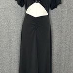 We Wore What Cutout Asymmetrical Black Stretch Flower Midi Dress Womens Size M Photo 1