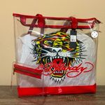 Ed Hardy  Red Tiger Clear Tote Bag With Zipper Closure & Pouch Photo 1