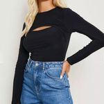Boohoo  black ribbed keyhole bodysuit  Photo 0