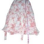 SheIn WHITE PINK FLORAL MIDI HIGH NECK OPEN TIE BACK WAIST TIE SHORT SLEEVES XS Photo 5