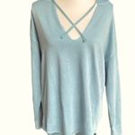 Victoria's Secret Victoria’s Secret Vee Neck Tie Front Pullover Hoodie in Teal sz Medium EUC Photo 1