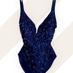 90s dark blue plunge swimsuit Photo 3