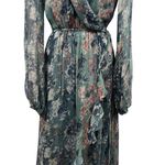 Caroline Constas Silk Vivan Floral Ruffled Georgette Maxi Gown Dress Slate Ombre Green Size XS Photo 9