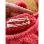 Anthropologie  Wool blend Sweater Coral Pink Ruffle Boat Neck Waffle Knit medium Photo 2