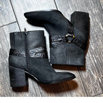 Vionic  Carnelia Black Nubuck Water Repellent Ankle Boots Block Heel Size 10 Chic Photo 2