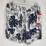 Nautica  Blue & White Tropical Leaf Print Linen Blend Shorts Women’s Size Medium Photo 1