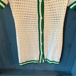 SheIn Green and White Crochet Button-Up Dress. Sz Medium Photo 4