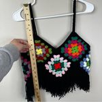 NEW Handmade Crochet Granny Square Fringe Tank Top Summer Festival Womens M/L Black Size M Photo 6