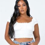 Princess Polly  Love Galore White Smocked Crop Top | Size 8 Photo 0