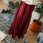 RONNY KOBO Yuma Pleated Knit Midi Skirt Red Pink Stripe Size XS Photo 3