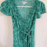Liz Lange  Maternity size‎ small teal short sleeve v-neck shirt with tie​ Photo 0