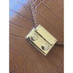 Isadora Cuoio Brown Leather Crocodile Crossbody Gold Tone Purse Made in Italy Photo 11