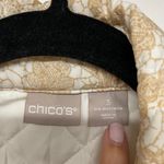 Chico's  Womens Quilted Jacket Cream Beige Floral Print Button Up Size 3/16-18/XL Photo 8