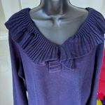 Saks 5th Avenue Saks Fifth Avenue Silk Cashmere Ruffle Collar Sweater Sz 2X Blue Quiet Luxury Photo 1