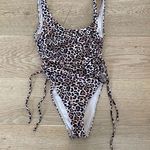 LA Hearts  by Pacsun Leopard Print One Piece Tie Side Swimsuit in Brown & Tan Photo 0