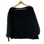Club Monaco Quine Black Chiffon Boat Neck Sweater L Photo 1