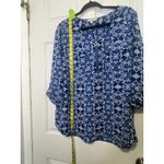 Croft & Barrow  Women's Size XL Blue 3/4 Sleeves Geometric Polyester Top Career Photo 4