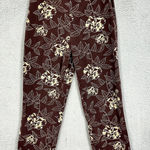 Ann Taylor LOFT Pants Womens 10 Brown Floral Straight Leg Cotton Stretch Aloha Resort Vtg Photo 0