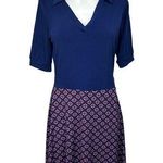 Brooklyn Industries Blue Red Geometric Collar Half Sleeve Shirt Dress Size L Size L Photo 0