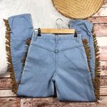 Vintage 1980s faux Leather Fringe High Rise Jeans‎ Size 24 Photo 4