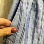 A New Day  Women Pleated Striped Short Size Small Blue Linen And Rayon Photo 1