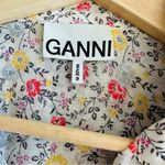 Ganni Ditsy Floral Ruffle Front Blouse Sheer Button Up Top Size M / L Photo 5