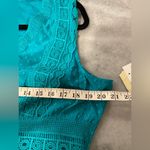 Reba NWT  Size L Turquoise Swiss Dot Lace Sleeveless Midi Dress Asymmetrical Hem Photo 11