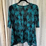 Iolani Women's Hawaiian Polynesian Tribal Flowy Silky Handkerchief Hem Top S Black Photo 3