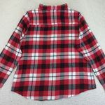 Known Supply Women's Large Flannel Button Down Shirt Plaid‎ Organic Cotton Red Photo 3