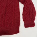 Donegal Tradition Red Chunky Irish Aran Heavyweight Merino Wool Sweater LARGE Photo 3