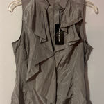 Karen Millen  NWT Gray Sleeveless Ruffle Mock Neck Top size 8 Photo 0