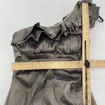 XScape  Dress Women 4 Brown Gray One Shoulder Ruffle Cocktail Party Ruched Formal Photo 5