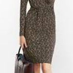 Brooks Brothers Violette Jersey Knit Print Wrap Front Dress Size Medium M Black Photo 0