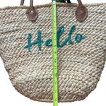Stylish Tan and Teal Woven Tote Bag Photo 2