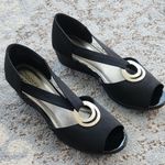 London Fog  Cloud Wedge Sandals Black Silver 8 Photo 4