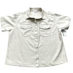 Good American Resort Faux Leather Short Sleeve Button-Up Shirt Bone Women’s 2X Photo 1